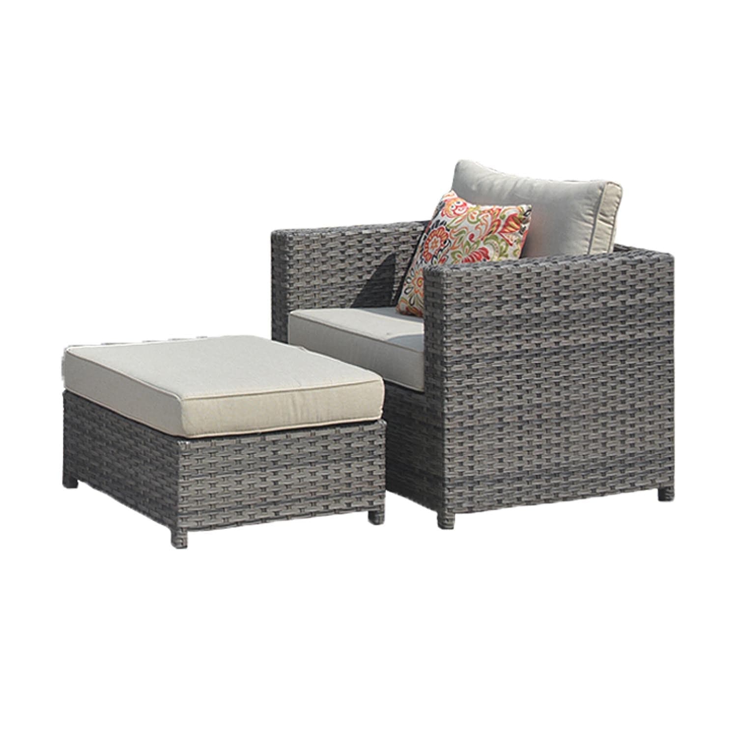 Ovios Outdoor Furniture 3-Piece Patio Chair with Ottoman, King Series, No Assemble Required
