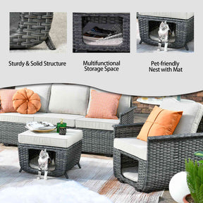 Ovios Patio Conversation Set 5 Pieces with Multifunctional Storage