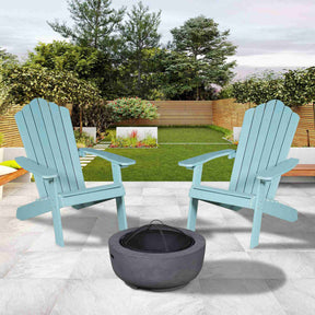 Ovios Outdoor Chairs 3-Piece Adirondack Chair with 23.62'' Dark Grey Fire Pit