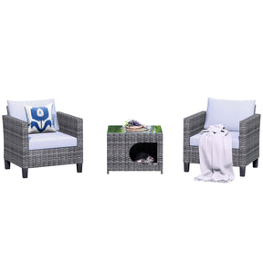 Ovios Patio Chairs New Vultros 3-Piece with Pet Table High Back Square Shape Armrest