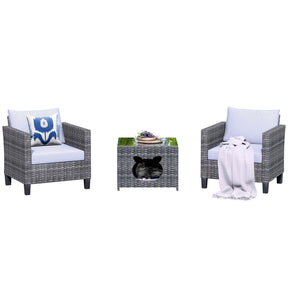 Ovios Patio Chairs New Vultros 3-Piece with Pet Table High Back Square Shape Armrest