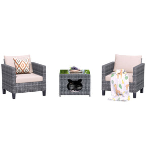 Ovios Patio Chairs New Vultros 3-Piece with Pet Table High Back Square Shape Armrest