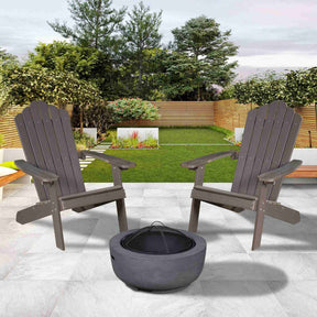 Ovios Outdoor Chairs 3-Piece Adirondack Chair with 23.62'' Dark Grey Fire Pit