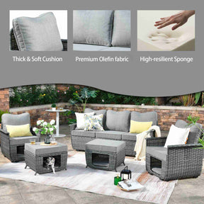 Ovios Patio Conversation Set 5 Pieces with Multifunctional Storage