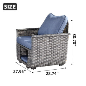 Ovios Patio Chairs Dark Grey Wicker 2 Pieces with Multifunctional Storage