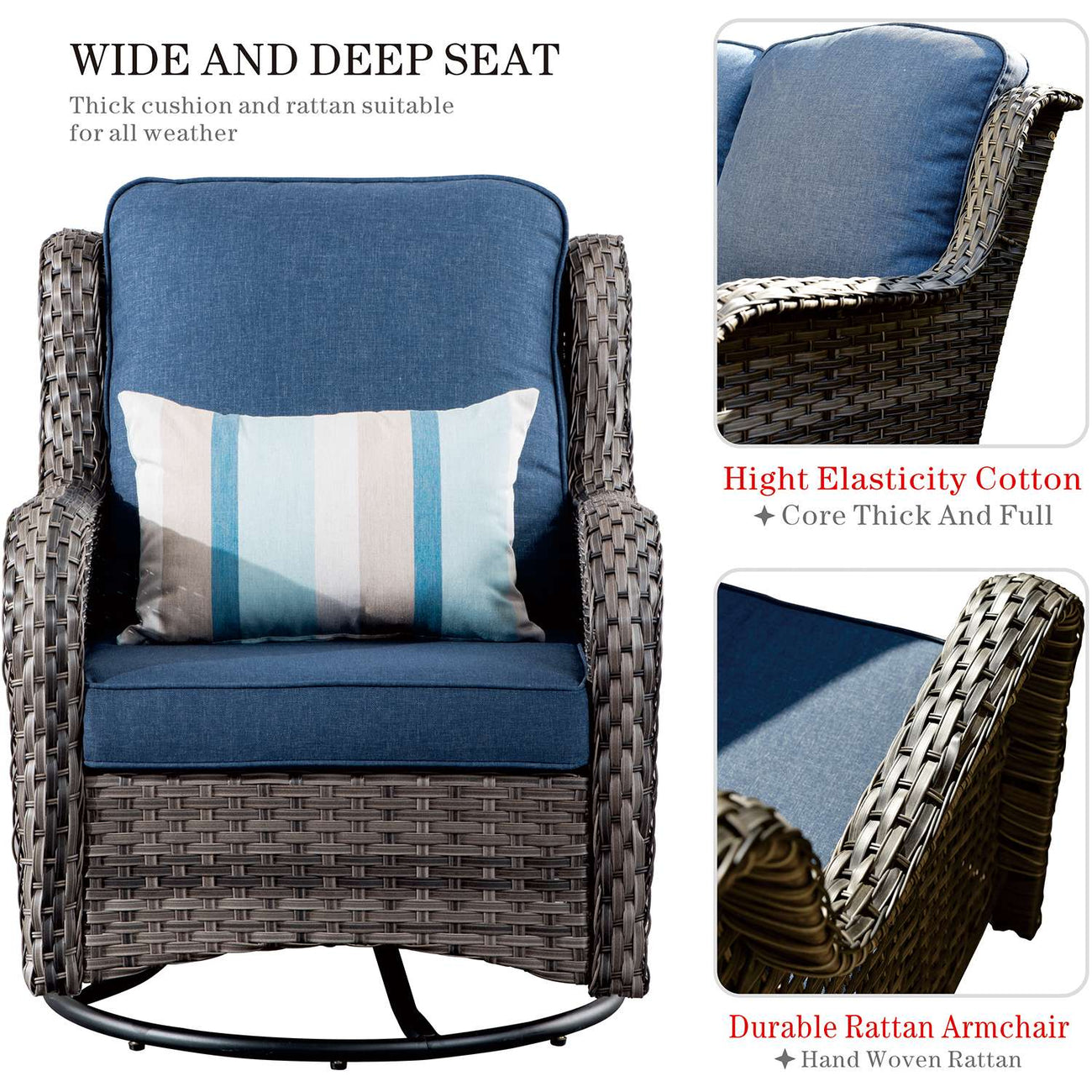 Ovios Patio 7Piece Conversation Set with 42'' Fire Pit Table