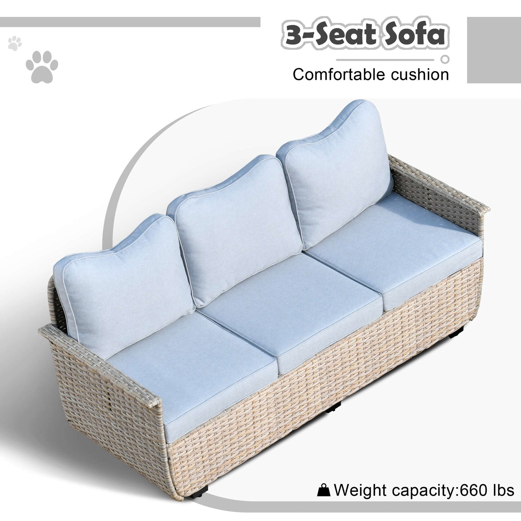 Ovios Patio Conversation Set 5 Pieces Beige Wicker with Multifunctional Storage