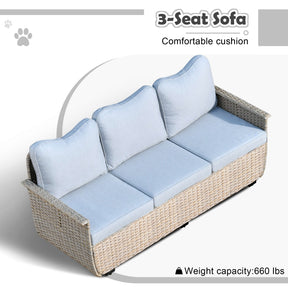 Ovios Patio Conversation Set 5 Pieces Beige Wicker with Multifunctional Storage