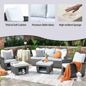 Ovios Patio Conversation Set 5 Pieces with Multifunctional Storage