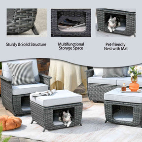Ovios Patio Conversation Set 5 Pieces with Multifunctional Storage