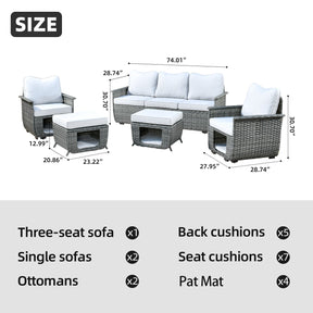 Ovios Patio Conversation Set 5 Pieces with Multifunctional Storage