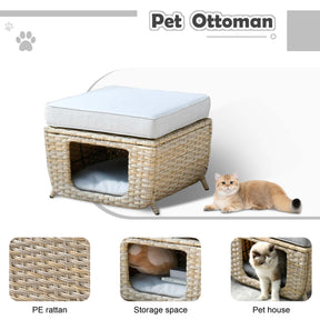 Ovios Patio Conversation Set 5 Pieces Beige Wicker with Multifunctional Storage
