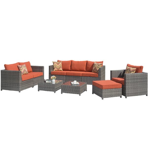 Ovios Patio Conversation Set Bigger Size 9-Piece, King Series, No Assembly Required