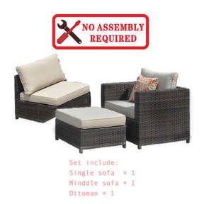 Ovios Outdoor Furniture 3-Piece Patio Chair with Ottoman, King Series, No Assemble Required