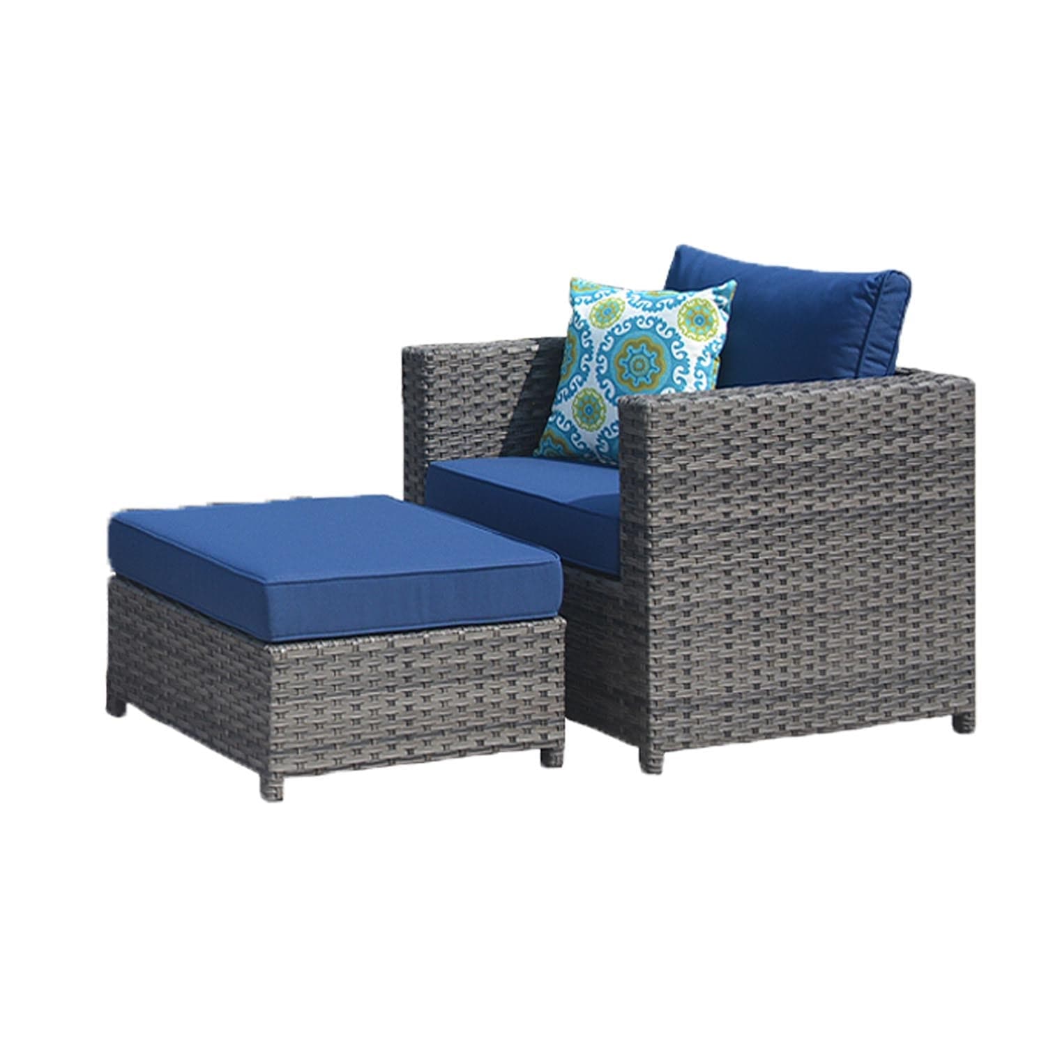 Ovios Outdoor Furniture 3-Piece Patio Chair with Ottoman, King Series, No Assemble Required
