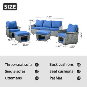 Ovios Patio Conversation Set 5 Pieces with Multifunctional Storage