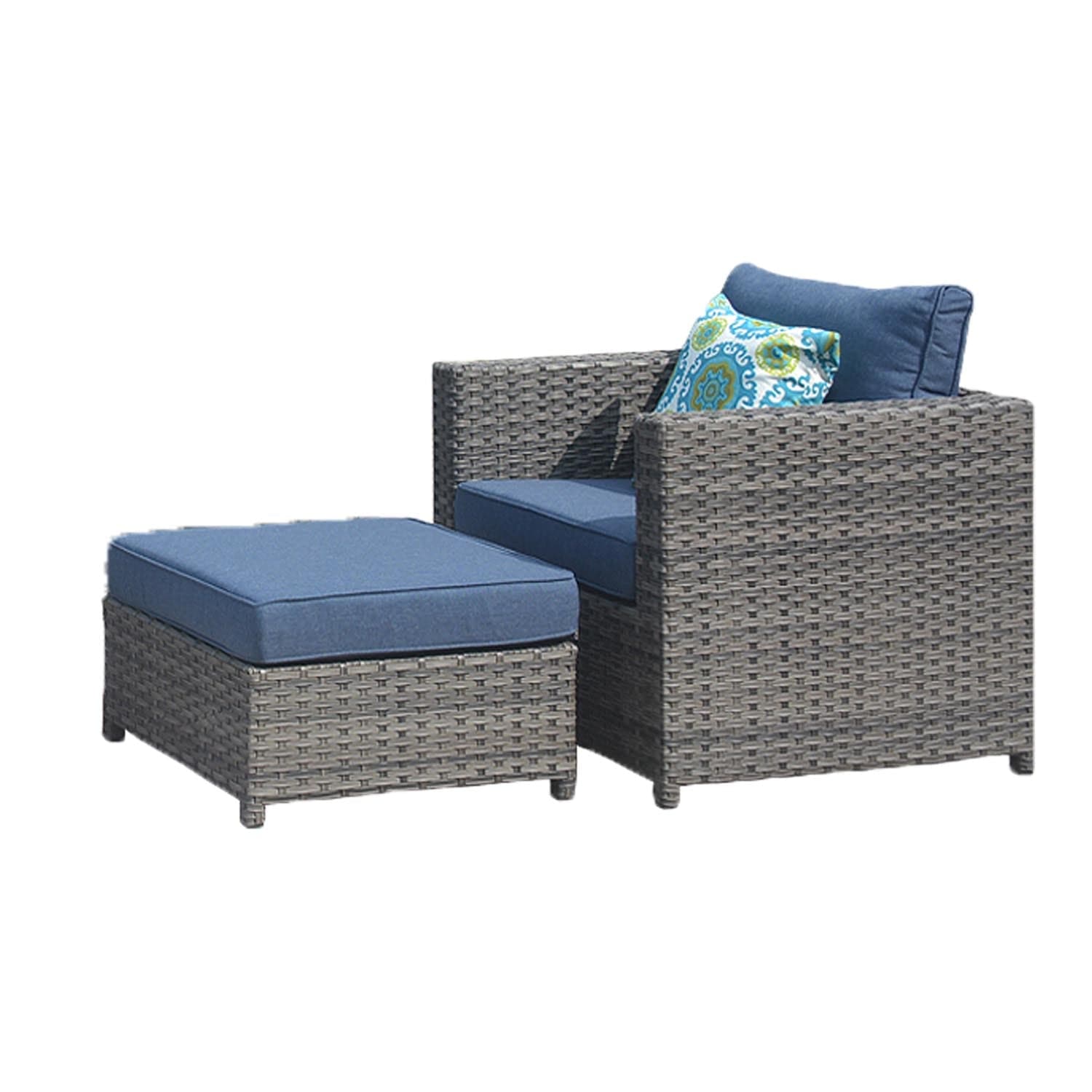 Ovios Outdoor Furniture 3-Piece Patio Chair with Ottoman, King Series, No Assemble Required