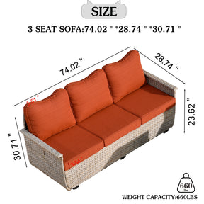 Ovios Patio Conversation Set 7 Pieces Beige Wicker with Multifunctional Storage