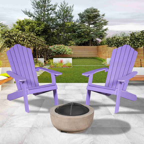 Ovios Outdoor Chairs 3-Piece Adirondack Chair with 23.62'' Light Brown Fire Pit