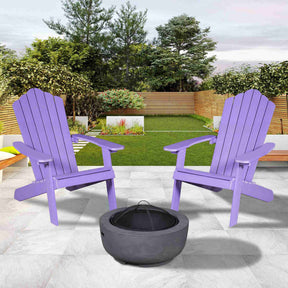 Ovios Outdoor Chairs 3-Piece Adirondack Chair with 23.62'' Dark Grey Fire Pit