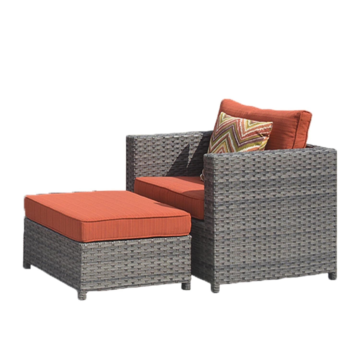 Ovios Outdoor Furniture 3-Piece Patio Chair with Ottoman, King Series, No Assemble Required