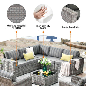 Ovios 9 Pieces Outdoor Furniture with 7.68'' Broad Handrails and Rocking Chair