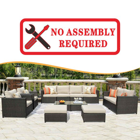 Ovios Patio Furniture Set Bigger Size Sunbrella 12-Piece, King Series, No Assembly Required, Couch is Separate