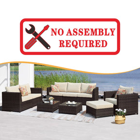 Ovios Patio Conversation Set Bigger Size Sunbrella 9-Piece, King Series, No Assembly Required